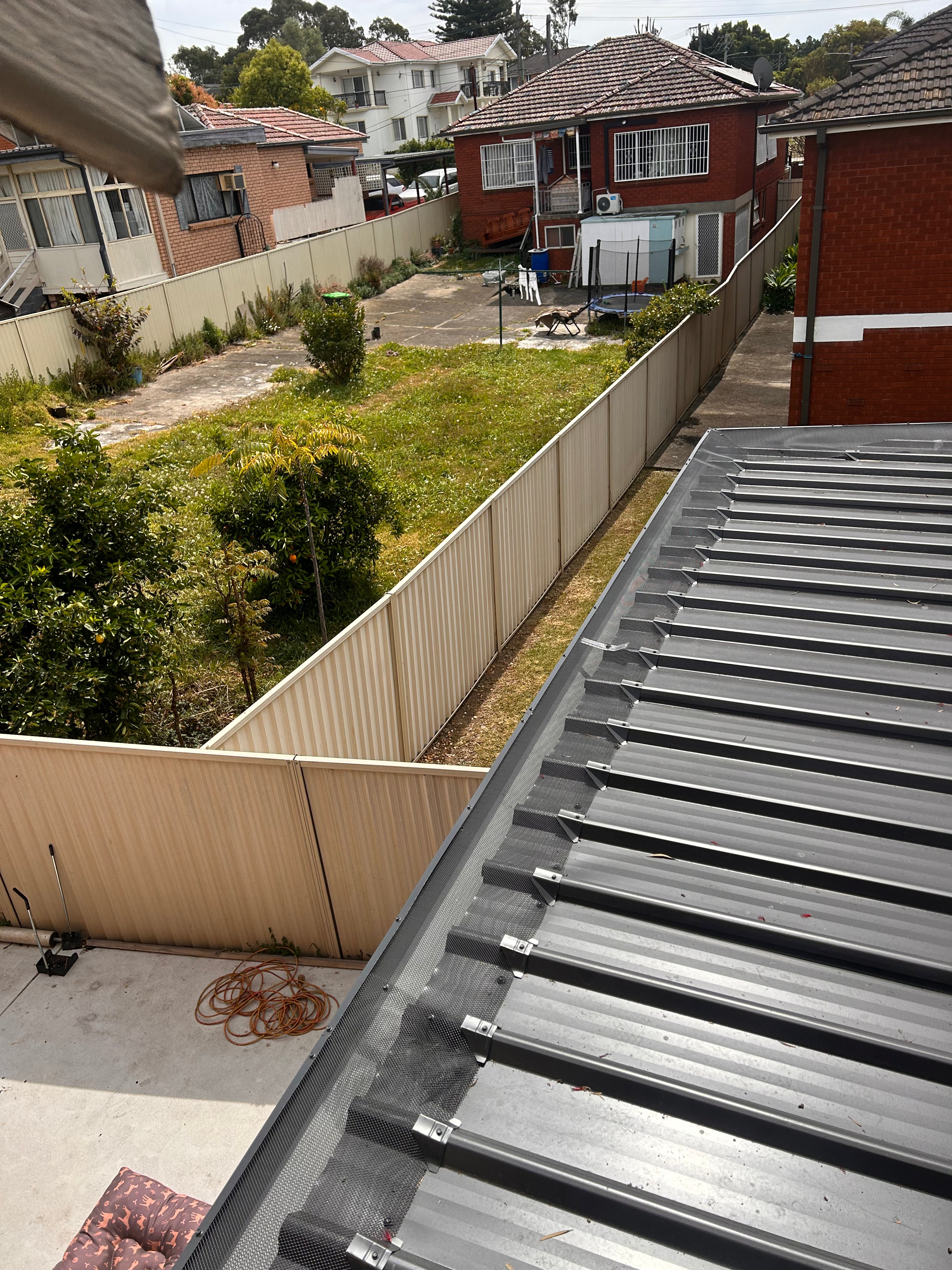 Gutter Guard installed on trimdek roof